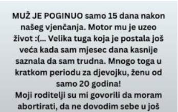 Saznala je da je trudna nakon pogibije muža a onda je odlučila ovo …