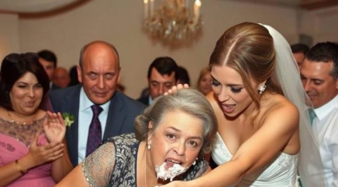 Mladoženja je ostao zapanjen: mladenka je bijesno gurala svekrvi lice u tortu, a gosti su je radosno bodrili.