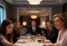 Tijekom ručka moja mi je kći tiho gurnula presavijenu poruku. “Pravi se da ti je loše i otiđi,” pisalo je. Nisam znala zašto—ali nešto u njezinim očima reklo mi je da joj vjerujem. Učinila sam što je tražila i izašla.