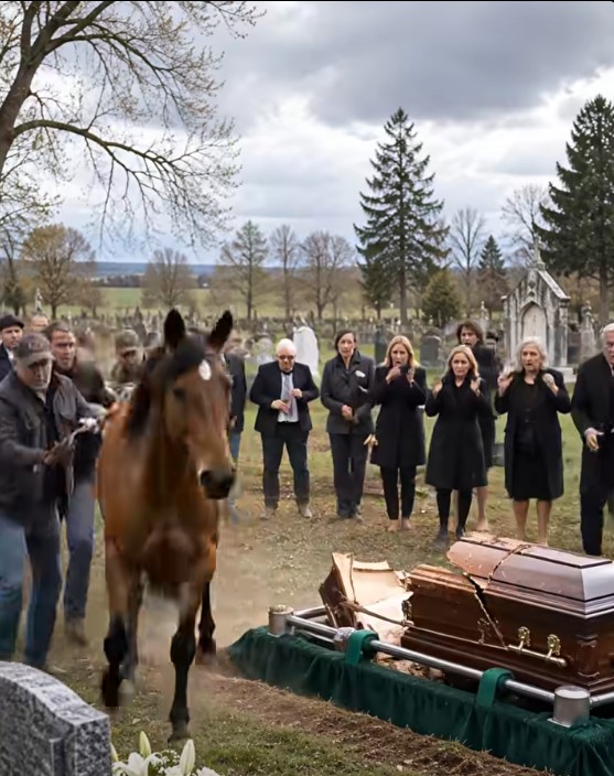 Tokom sahrane 60-godišnjeg farmera, njegov vjerni konj uletio je na groblje dok je nekoliko muškaraca pokušalo da zaustavi ludu životinju, a onda je kopitima počeo žestoko da udara u poklopac kovčega: svi prisutni su se smrzli od užasa kada se poklopac otvorio i vidjeli su šta se krije unutra 😱 - featured image