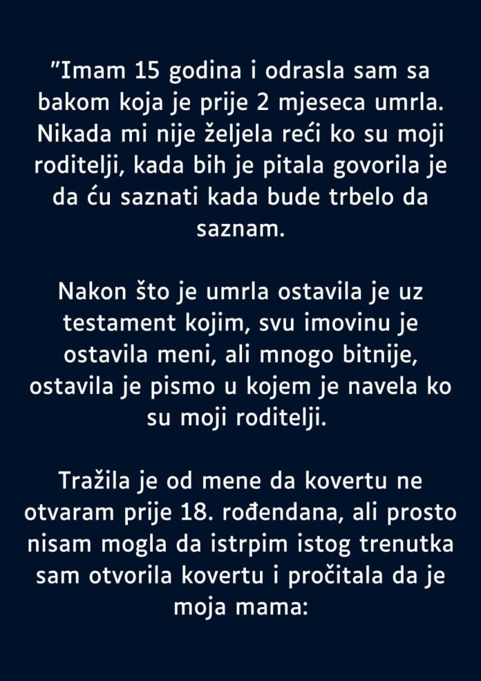 “Imam 15 godina i odrasla sam sa bakom koja je prije 2 mjeseca umrla…” - featured image “Imam 15 godina i odrasla sam sa bakom koja je prije 2 mjeseca umrla…” - featured image
