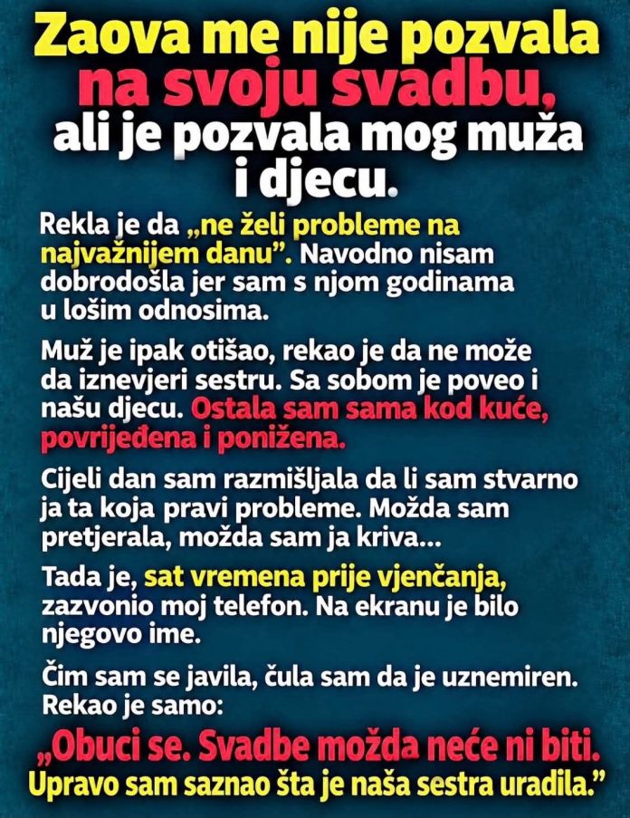 Zaova me nije pozvala na svoju svadbu, ali je pozvala mog muža i djecu - featured image