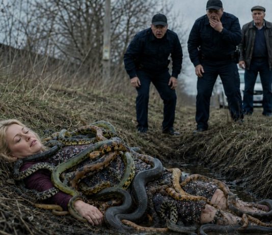 Ženu koja je ležala u kanalu obavijale su zmije. Čak su se i policajci bojali prići bliže. A trenutak kasnije svi su ostali šokirani onim što su vidjeli….😲😲😲
